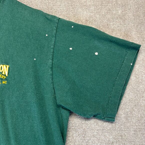 Johnson Beer Company Vintage T Shirt Adult Large Green Bleach Splatter Stains NC - Picture 4 of 12